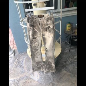 BeBe Jeans White Floral Cotton Jeans.  Size 6